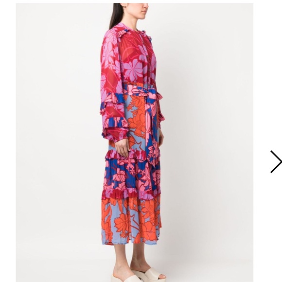 Farm Rio mixed living maxi tiered printed dress fit S /M 👇 - Picture 3 of 8